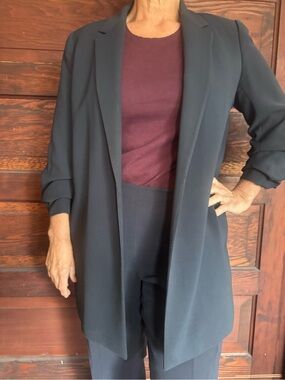 Lafayette 148 New York Navy Long Open Blazer and Pant Set